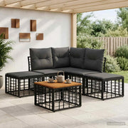 Set di divani da esterno 6 pcs Nero e Grigio scuro Poliestere 3437475