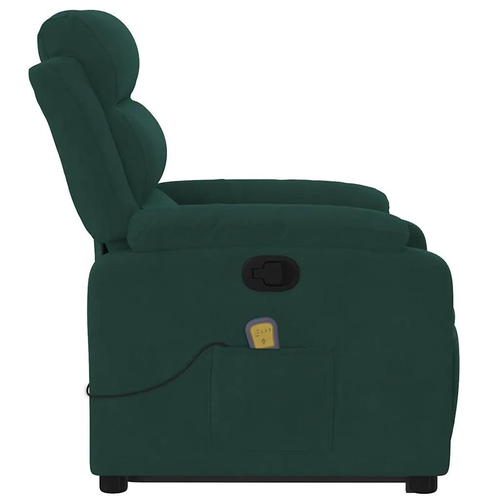 Poltrona Alzapersona Reclinabile Verde Scuro in Velluto 3205105