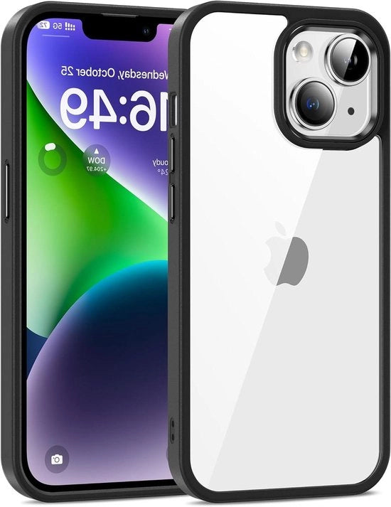 Custodia Premium iPhone 14 Plus Transparente | Anti Riflesso | Resistente alle Scalfetti | Protezione Militare | Nero