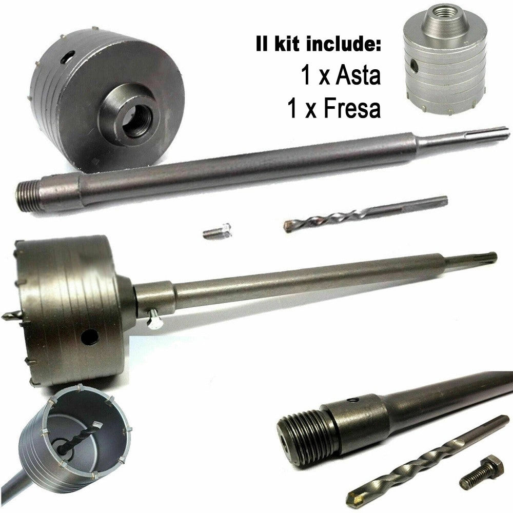 Trade Shop - Fresa A Tazza Carotatrice Per Muro Pietra Da 30 A 160mm + Asta Da 60cm Sds Plus -