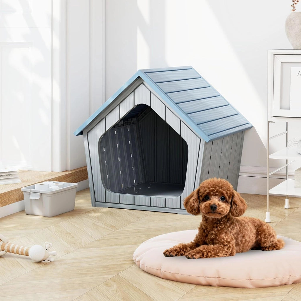 Cuccia per Cani da Interno ed Esterno, Casetta per Gani Impermeabile con Bocchette d'Aria e Tetto Inclinato, Rifugio per Animali Domestici per Cuccioli e Conigli