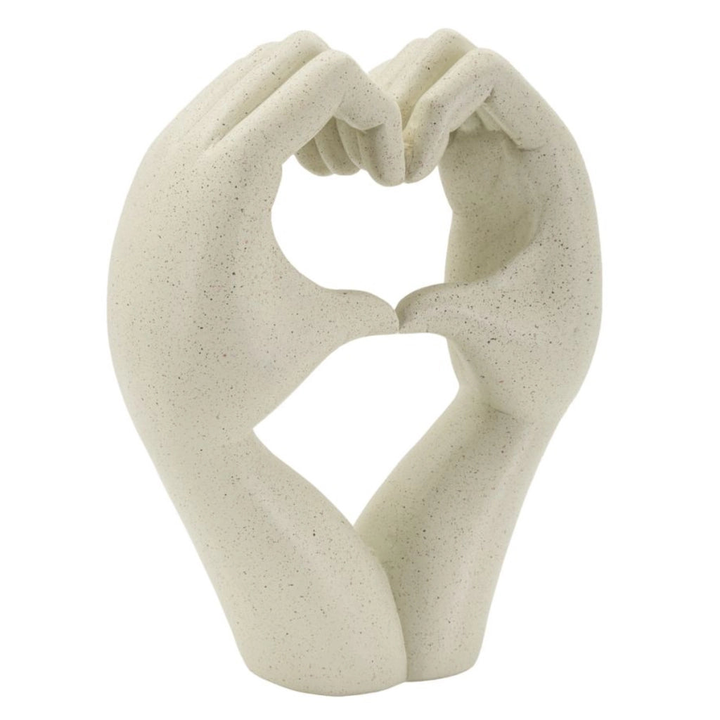 Scultura Cuore 1, Beige, Poliresina, 16,5x7x20 cm