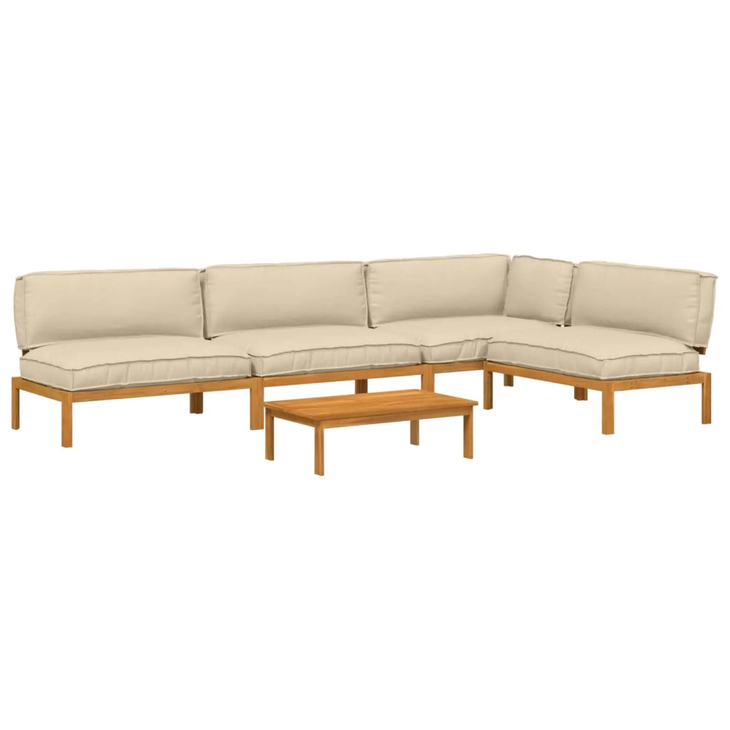 Set di divani con cuscino 5 pcs Beige Legno di Acacia Massello 3418517