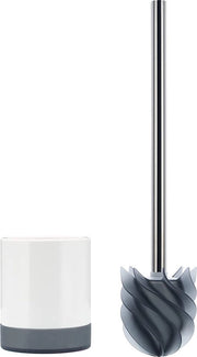 Spazzola WC in silicone con effetto lotus, Made in Germany, spazzola WC con supporto antiscivolo (grigio)