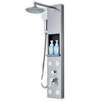 BEN | Pannello doccia soffione doccia a pioggia in acciaio inox | Sistema doccia idromassaggio spazzolata argento Miscelatore doccia rubinetto