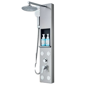 BEN | Pannello doccia soffione doccia a pioggia in acciaio inox | Sistema doccia idromassaggio spazzolata argento Miscelatore doccia rubinetto
