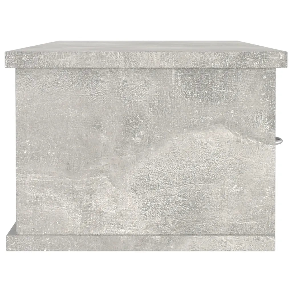 Scaffale Cassetti Parete | Mensola sospesa Grigio Cemento 88x26x18,5 Multistrato