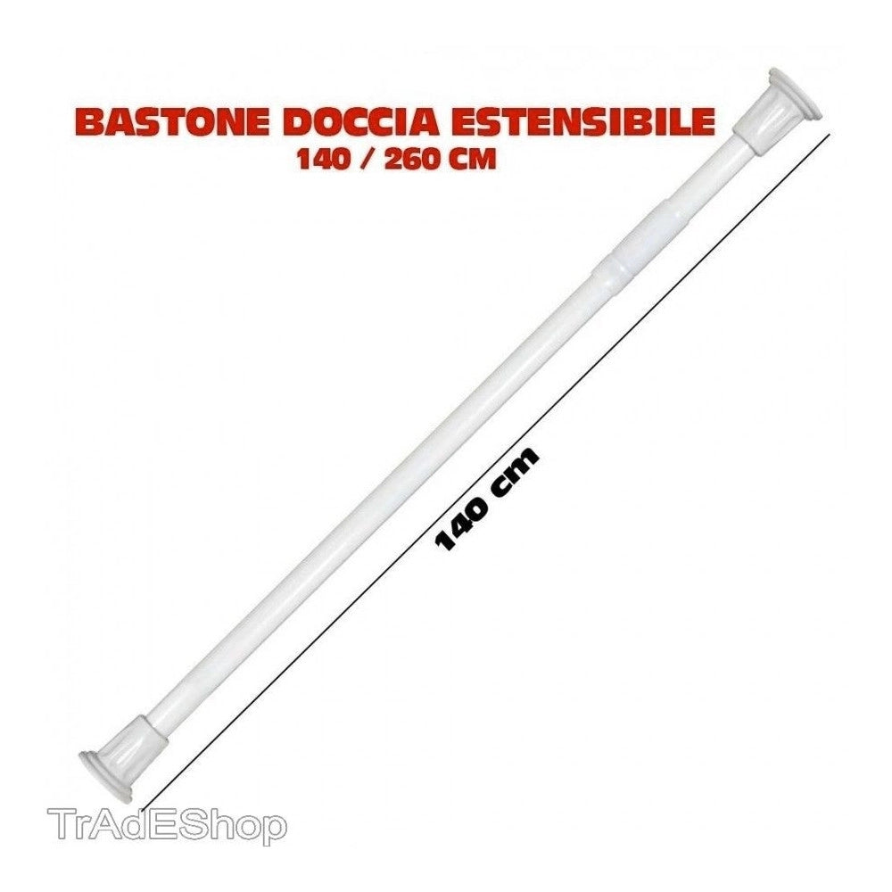 Trade Shop - Bastone Asta Telescopica Per Doccia Tenda Armadio Estensibile Da 140 A 260 Cm -