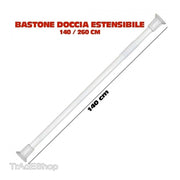 Trade Shop - Bastone Asta Telescopica Per Doccia Tenda Armadio Estensibile Da 140 A 260 Cm -