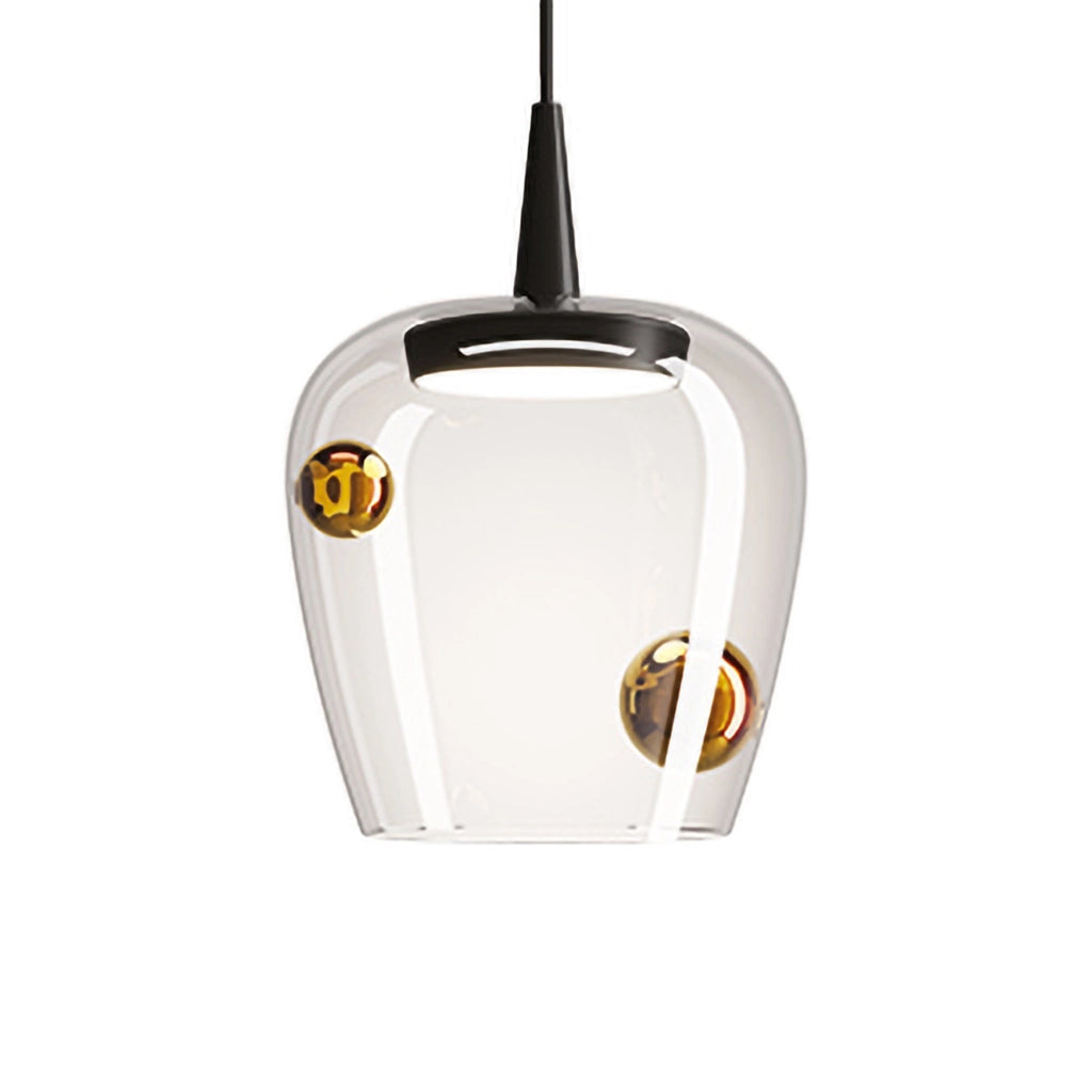 Zafferano Lampada a sospensione Bilia 230V LED 8W 2700K Vetro Borosilicato Soffiato a bocca colore Nero e Bronzo diametro 18cm design moderno
