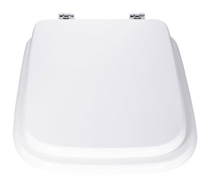 Copriwater Universale 34,2x42,6 cm in MDF Cerniere in Metallo Cromato Conca Bianco Lucido