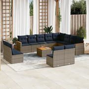 Set Divani da Giardino 13 pz con Cuscini Grigio in Polyrattan 3226481