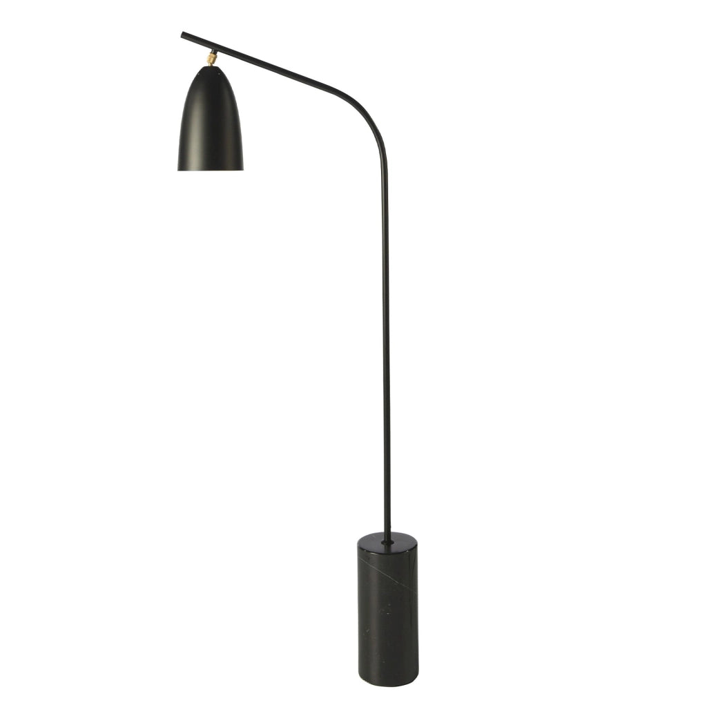 Lampada da terra in marmo nero e acciaio nero