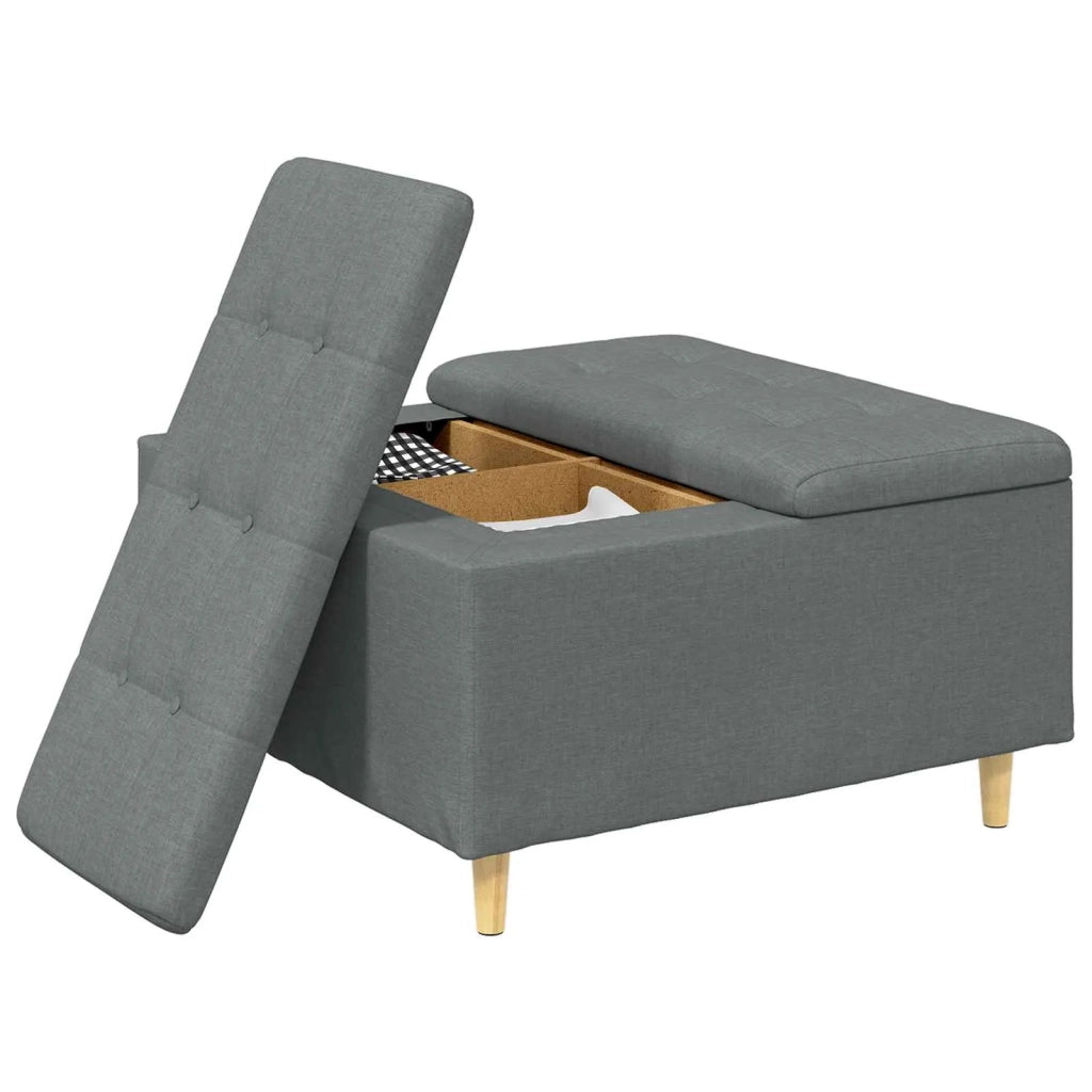 Pouf contenitore Grigio scuro 80 x 80 x 45 cm Tessuto