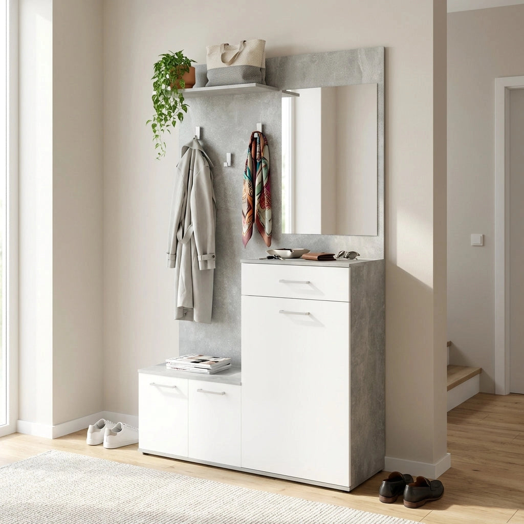 Mobile Ingresso con attaccapanni in Legno Composito cm 115x35x197 - NATHANIEL