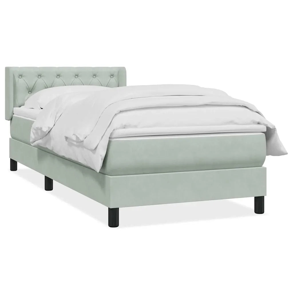 vidaXL Giroletto a Molle con Materasso Grigio Chiaro 80x220 cm Velluto