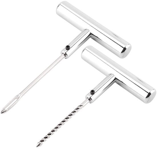 Set di riparazione pneumatici Heavy-duty - 2 pezzi - Trapano a punta cuneata/Trapano espansione - Acciaio CrMo - Duraturo - Facile da utilizzare - Set di riparazione