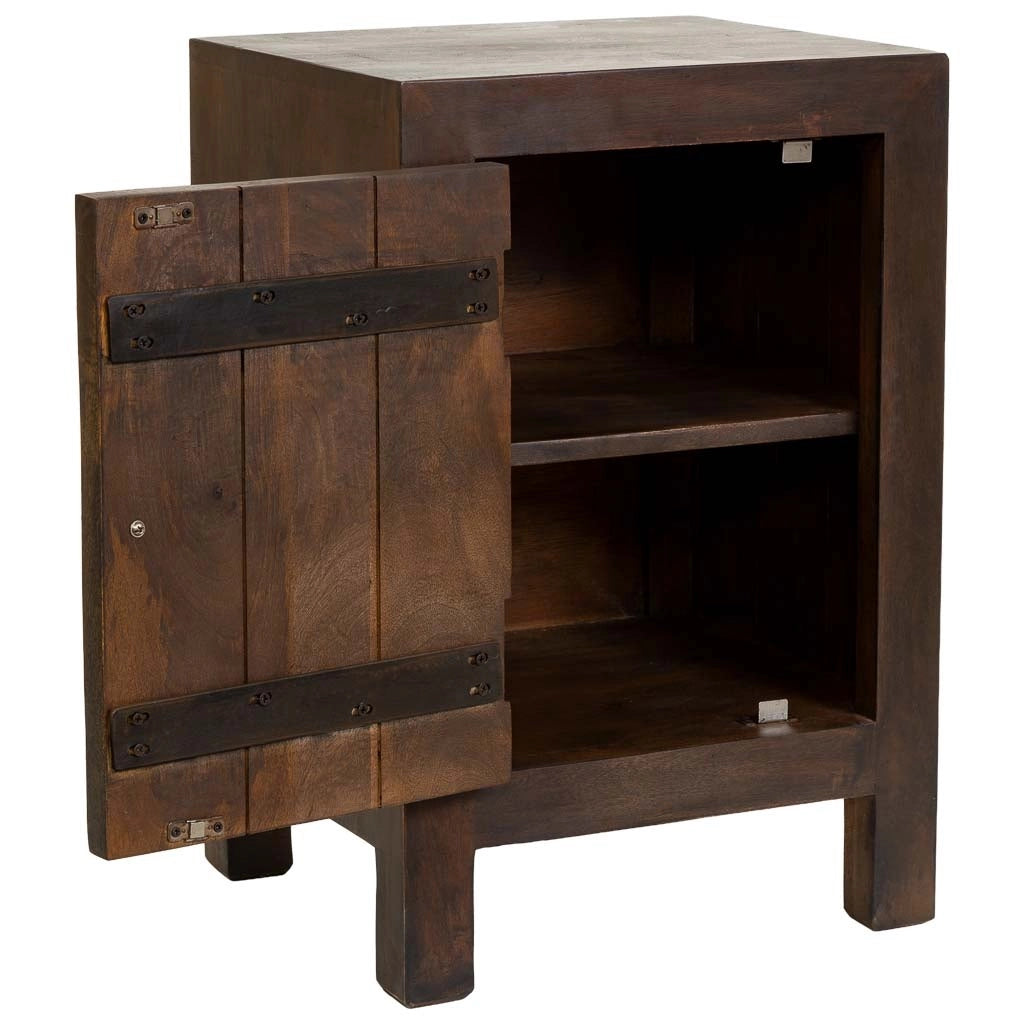 Comodino in legno marrone intagliato a mano 40x35x60h cm
