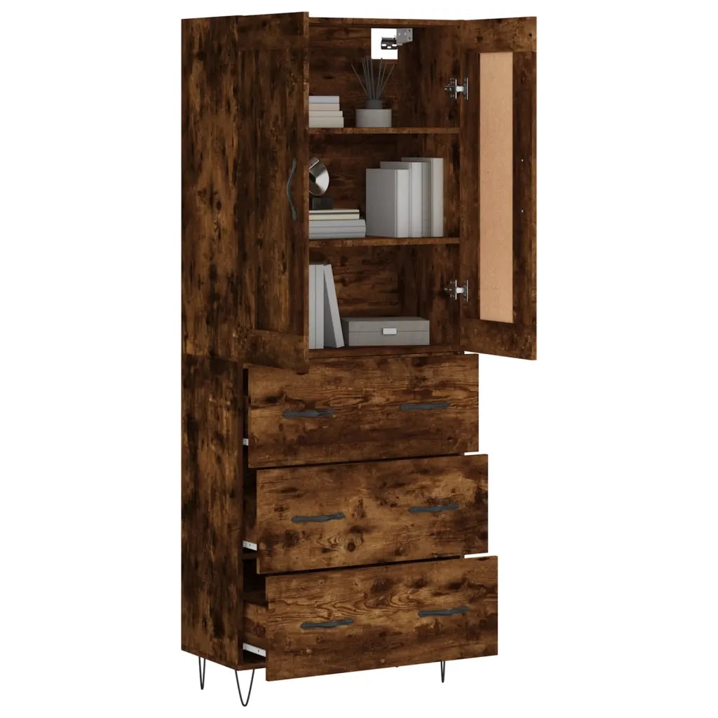 Credenza | Madia | Buffet da pranzo | Armadio da pranzo Rovere Fumo 69,5x34x180 cm in Legno Multistrato