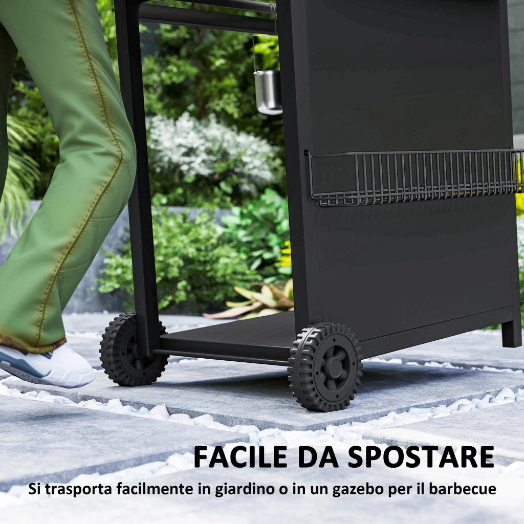 Barbecue a Gas con Bruciatori e Tavolino ¨C zephmum ¨C Nero