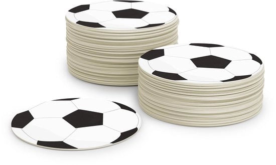 Sostegni per bicchieri con base da calcio I Copricchi di carta a ronde papier (50 pezzi) di cartone (diametro 10cm) I Decorazione da tavolo EM