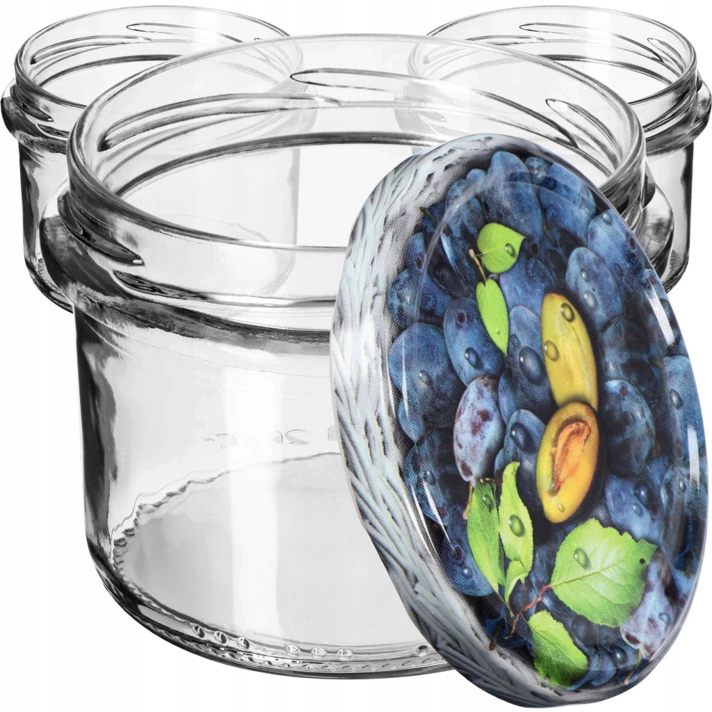 KADAX Barattoli per conserva Tartu 235ml 50pz 82mm + Coperchi "Prugna"