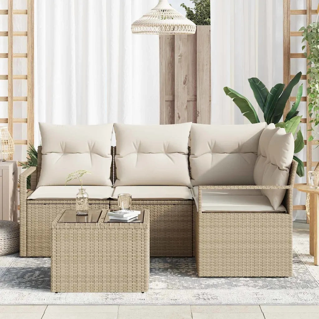 Set di divani 5 pcs Beige polyrattan