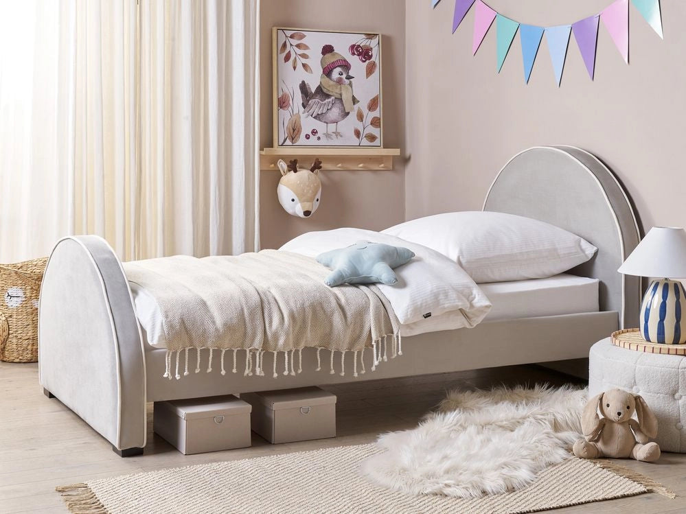 Letto moderno in velluto grigio con base a doghe grigio 90 x 200 cm Camera da letto Bambini Camera Moderna Tradizionale