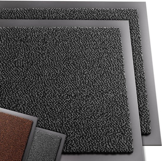 Set di 2 deurmattone di alta qualità per interni ed esterni, cattura di polvere antiscivolo, lavabile e resistente all'usura, deurmat per ingresso e spazi all'aperto, loper sottile per corridoio 60x90cm, grigio-nero
