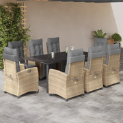 Set Pranzo da Giardino 9 pz con Cuscini Beige Misto Polyrattan 3213029