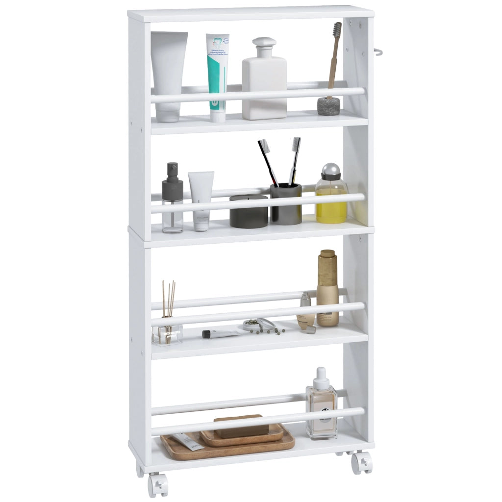 Carrello Multiuso 4 Livelli ¨C zephmum ¨C Bianco 45x15x91 cm
