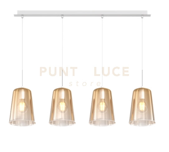 SOSPENSIONE BIANCO RETTANGOLARE 4 LUCI AMBRA 1164BI-S4 R-AM