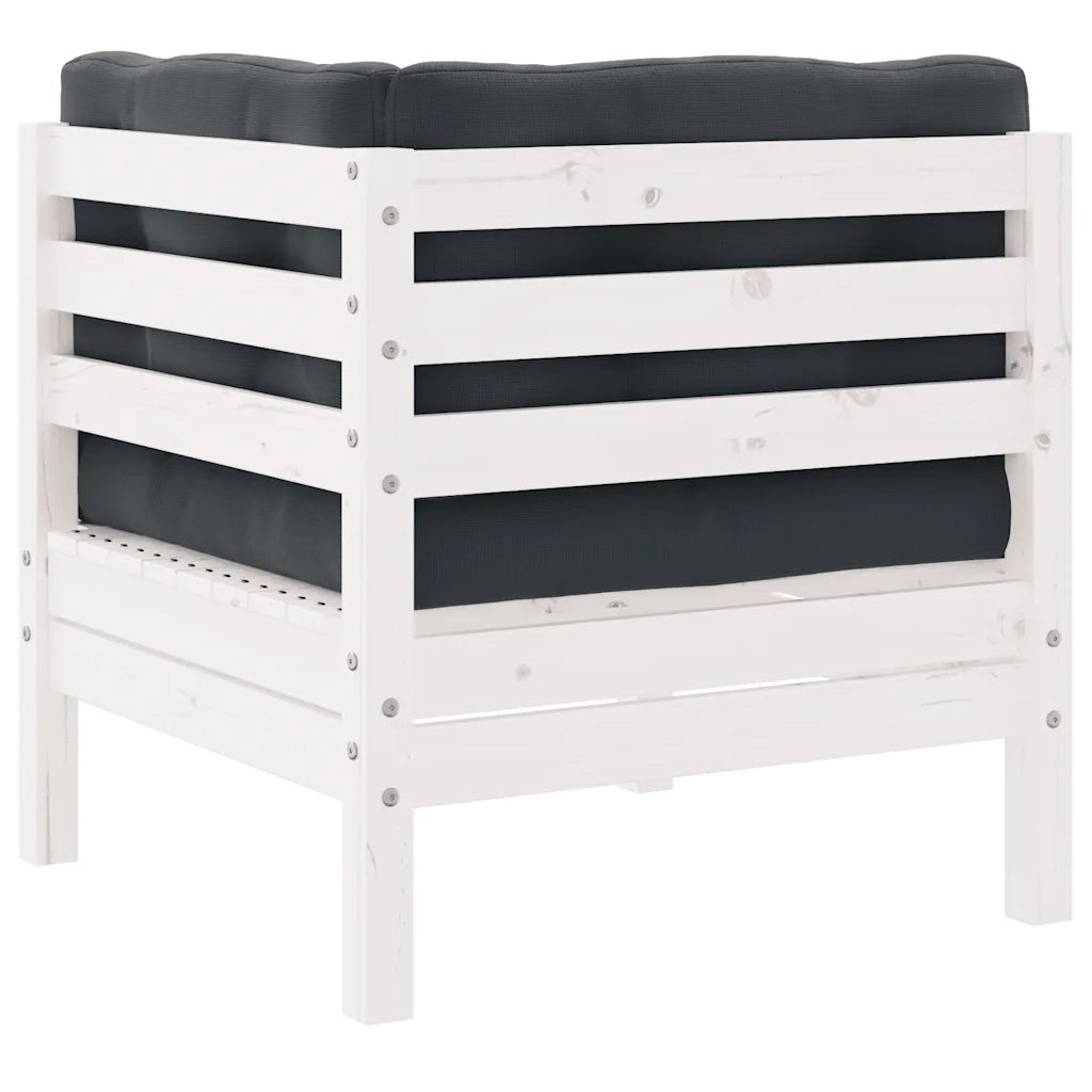 Set Divani da Giardino 3 pz con Cuscini Bianco in Massello Pino cod mxl 75696