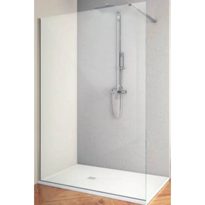 IMPALLI Box Doccia Walk In H200 CM Estensibile 158,5-160 Cm Reversibile Cabina Doccia Anticalcare Cristallo Trasparente Temperato 8 Mm Bracci Estensibili (INOX SPAZZOLATO 160)