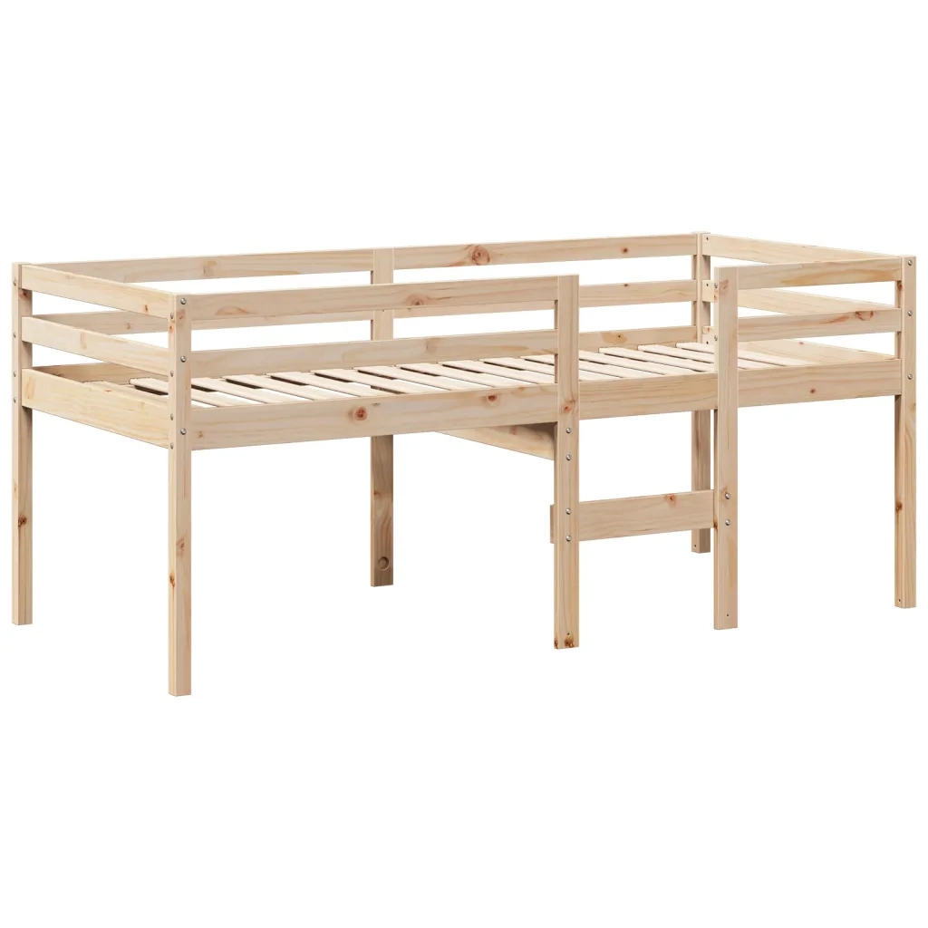 Letto a Soppalco con Tetto 90x190 cm Legno Massello di Pino