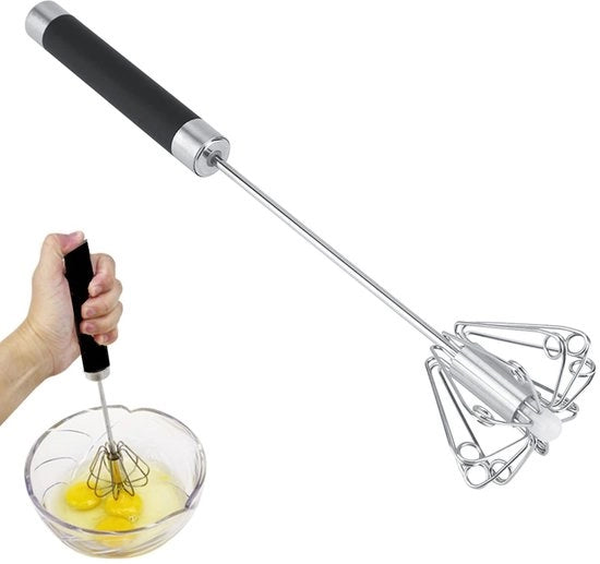 24 cm miscelatore manuale semiautomatico, miscelatore a goccia rotativo in acciaio inossidabile con manico antiscivolo, aspiratore a meccanismo di aspirazione automatica, regalo per l'anniversario, idee regalo per amici e familiari