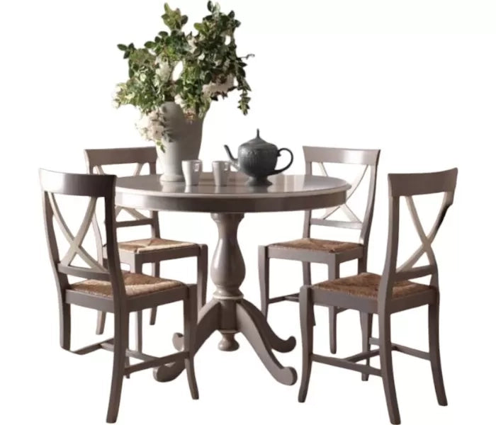 Tavolo shabby rotondo fisso in legno bianco l.110 p.110 h.78 - Mobili 2G