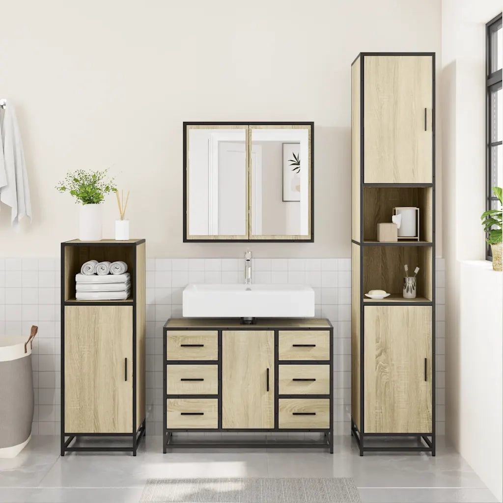 Mobile Lavabo Bagno Rovere Sonoma 60x30x60 cm Legno Multistrato 849280