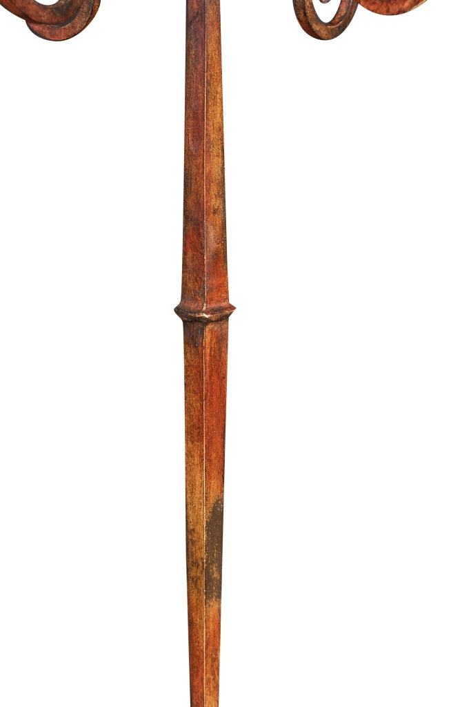 Biscottini Candeliere piantana in ferro battuto lavorato a mano finitura rosso anticato L48XPR48XH95 cm