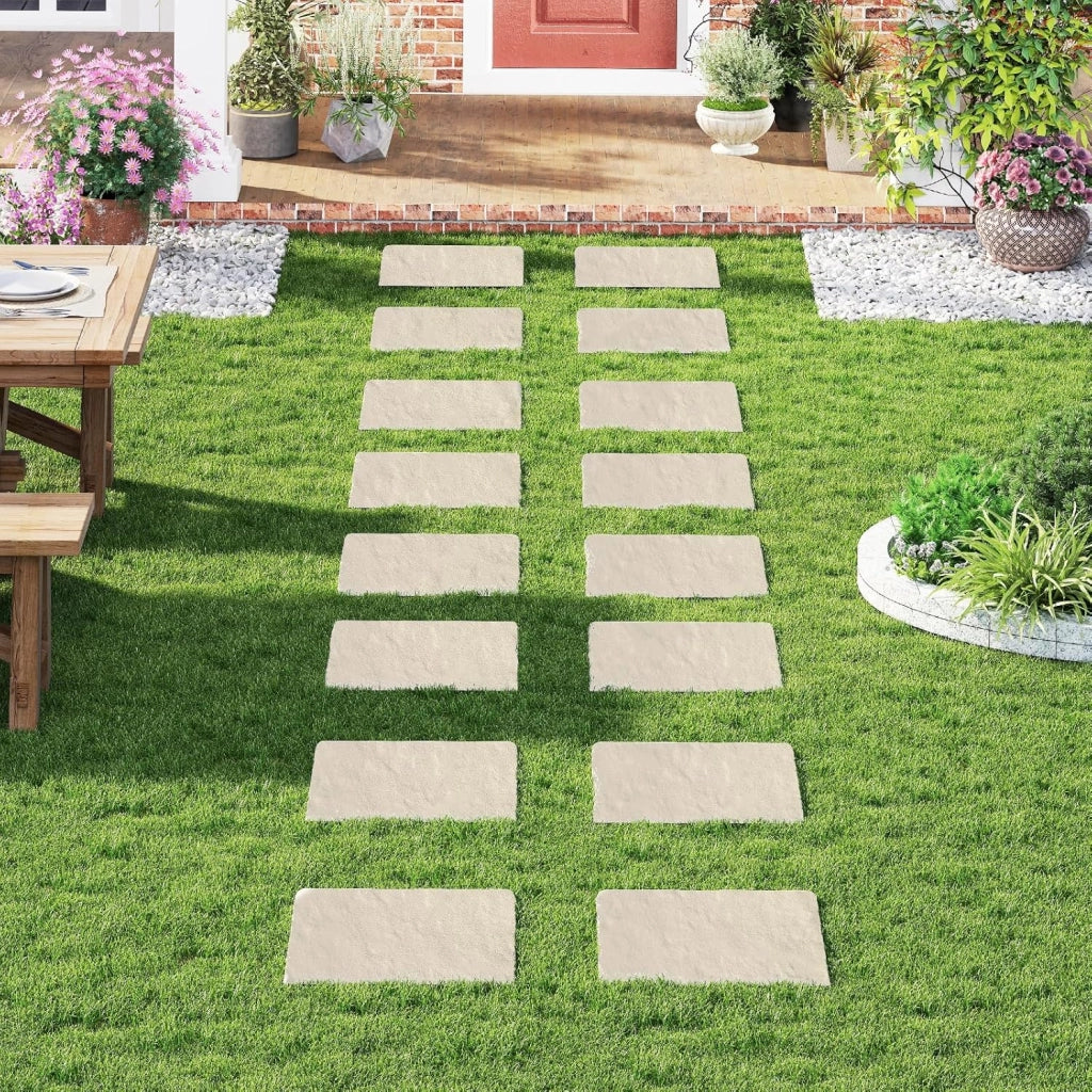 Pedane giardino, 8 pezzi, per marciapiedi, 39,5 x 39,5 cm, lastre in pietra, in plastica, lastre di cemento per aiuole con 32