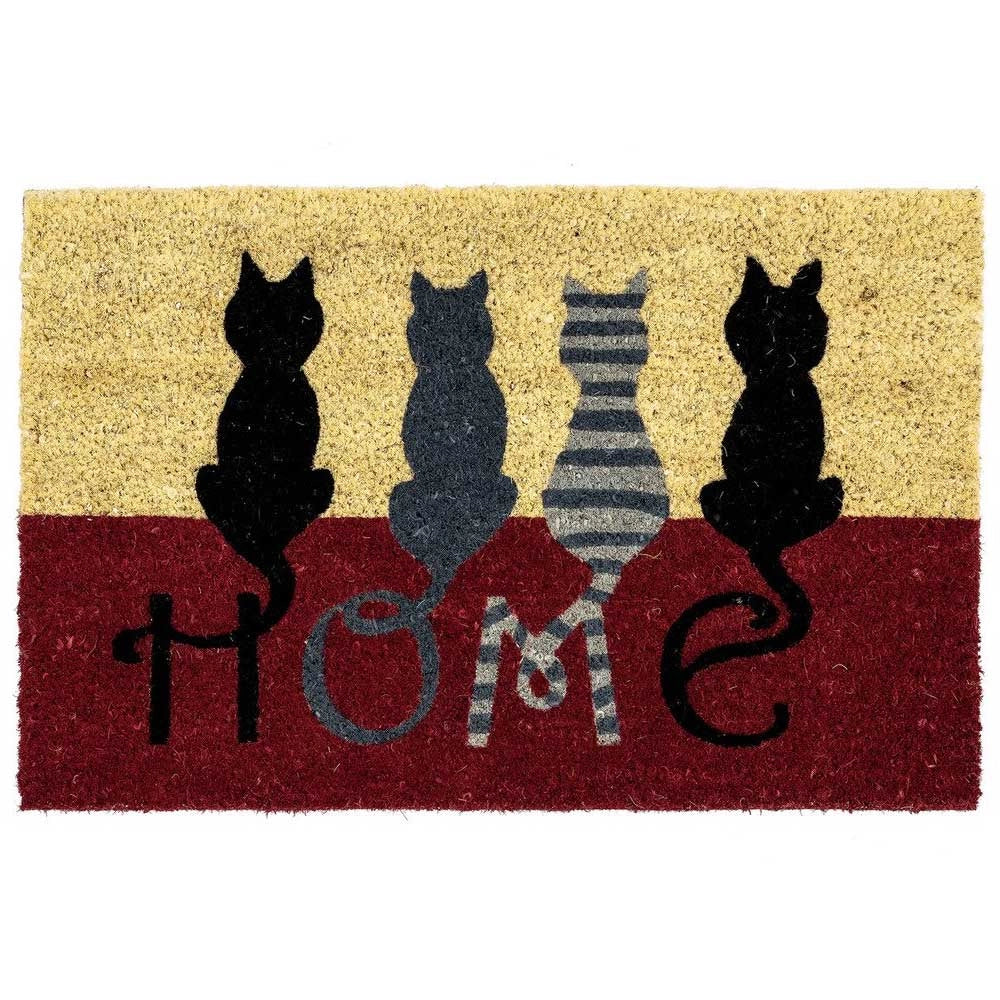 Tappeto Zerbino Gatti Home in Fibra di Cocco 60x40cm Ingresso Casa Rosso Beige