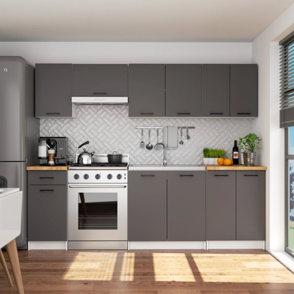 Mobile cucina modulare con piano di lavoro AKORD OLIWIA Bianco 80 cm 3 cassetti inserto frontale Grigio Grafite 80x46x85 cm