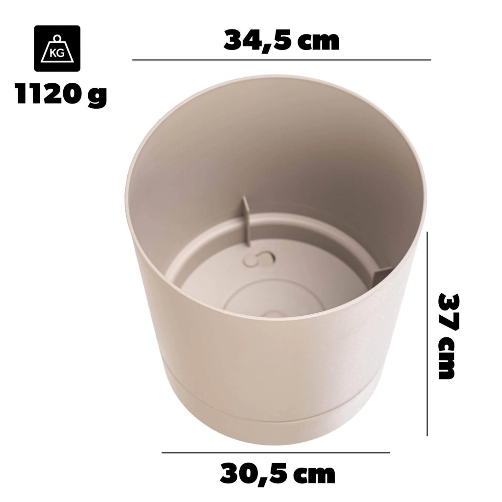 Vaso da fiori KADAX con supporto, rotondo, in plastica, 34,5 cm