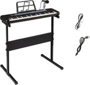 Tastiera elettronica per bambini di 3 anni+, microfono e leggio, pianoforte digitale 61 tasti con supporto regolabile, pianoforte elettronico, 200 toni e ritmi, 20 demo (nero)