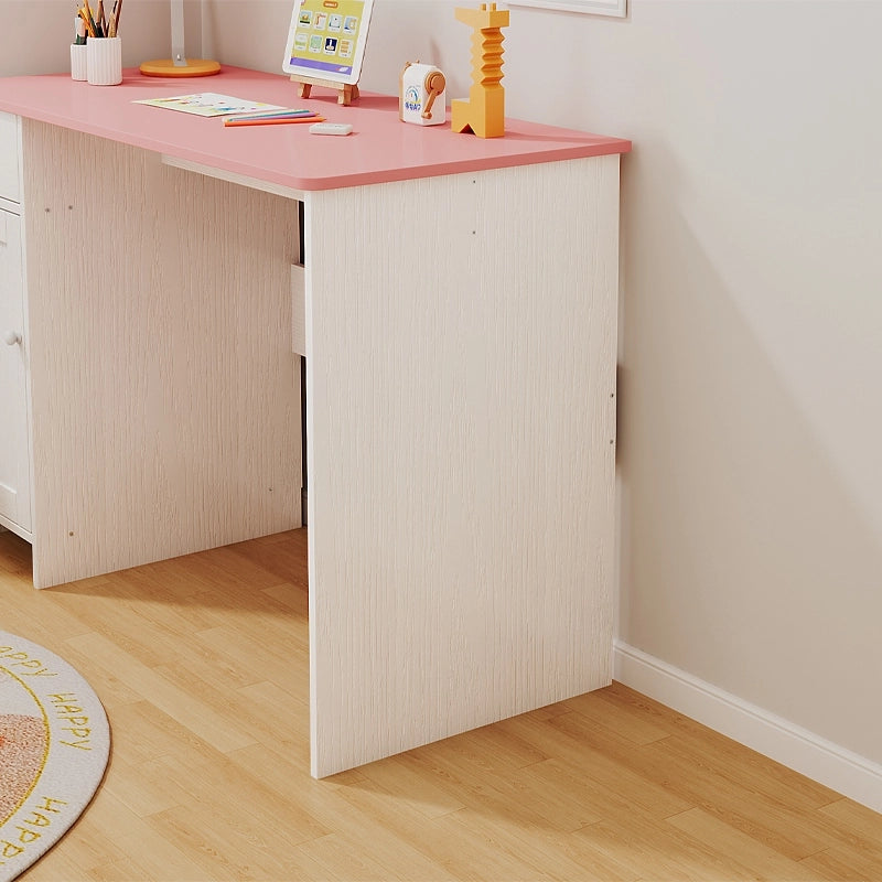 SCrivania bianca con cassetto e armadietto per bambina con piano rosa capiente 110 cm