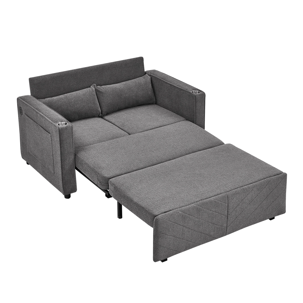 Divano Letto 2 Posti con USB ¨C MINIMAL ¨C Grigio Scuro, Trasformabile