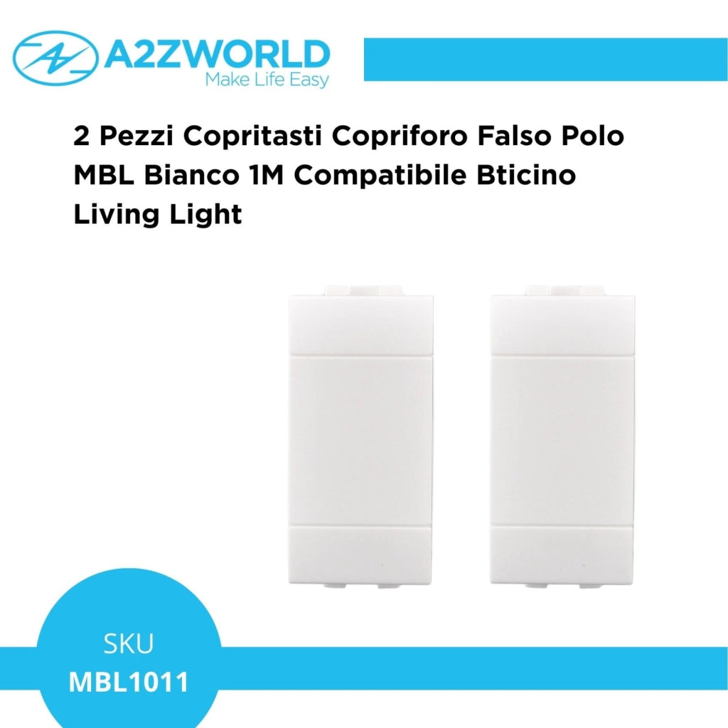 2 Pezzi Copritasti Copriforo Falso Polo MBL Bianco 1M Compatibile Bticino Living Light BLB0100