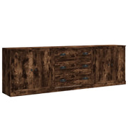 Credenze 3 pz | Madia | Buffet da pranzo | Armadio da pranzo Rovere Fumo in Legno Multistrato