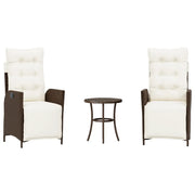 Set Bistr¨° 3 pz | Set Salotto da Giardino con Cuscini Marrone in Polyrattan