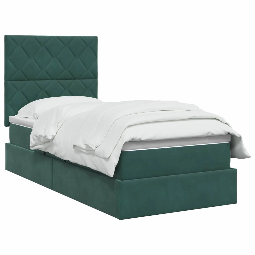 Letto con contenitore e materasso Verde Scuro 100 x 200 cm 3459732